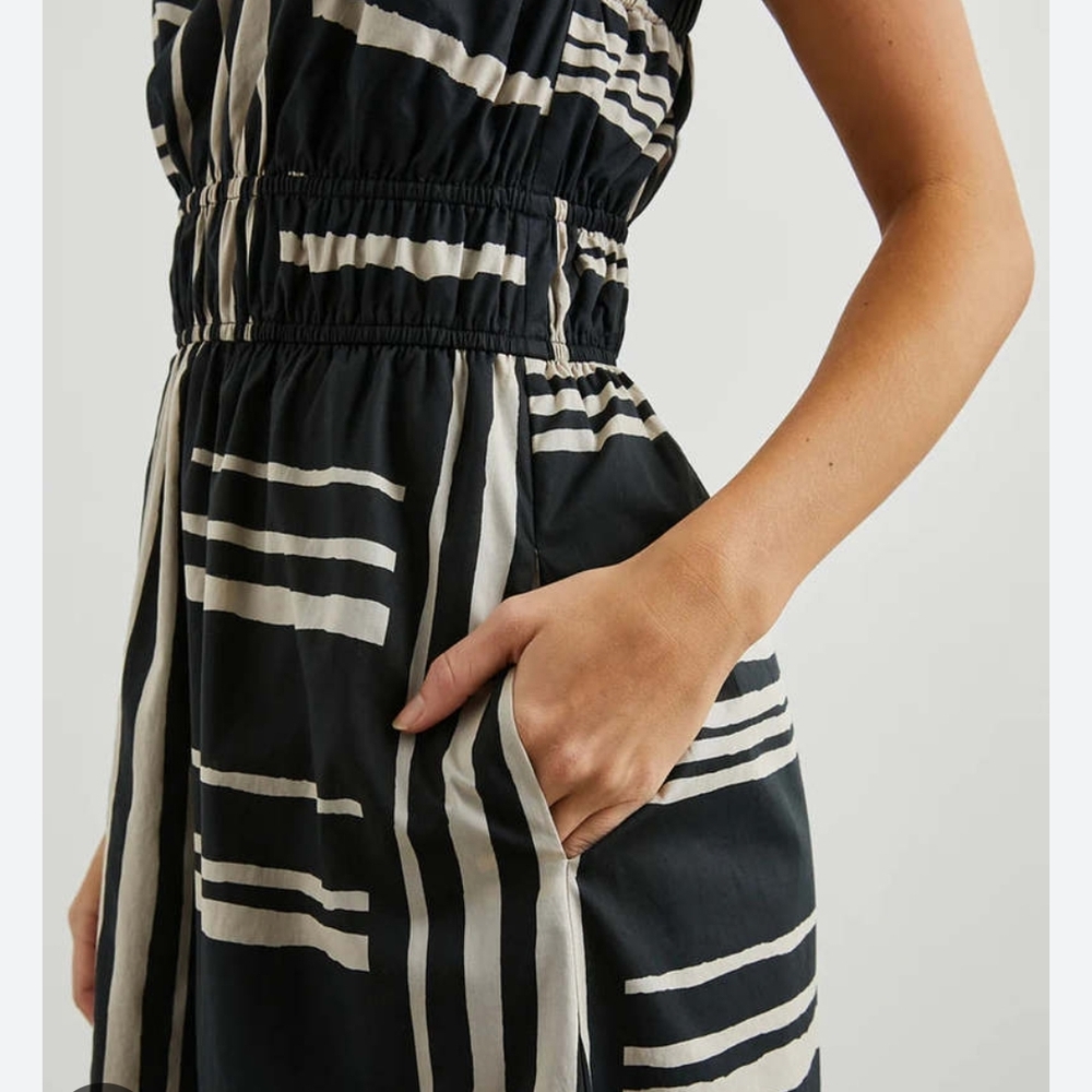 Rails Black and White Striped Midi Dress